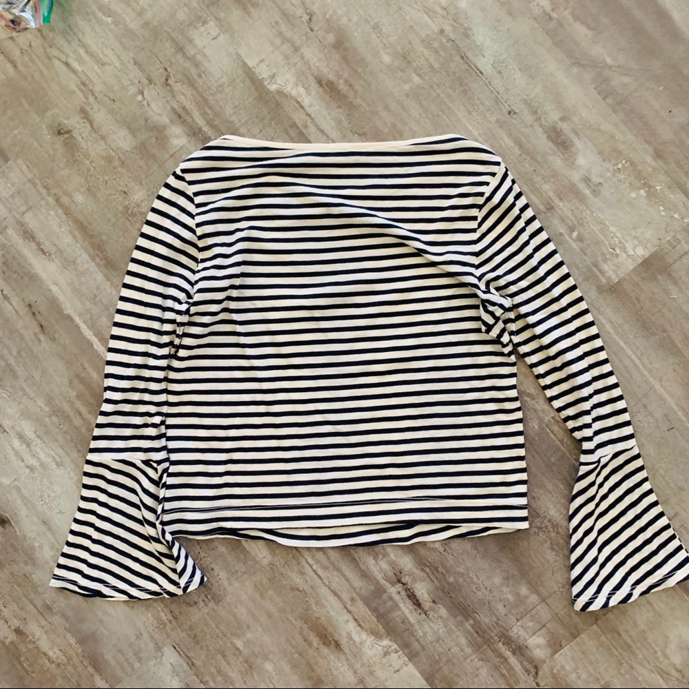 Splendid French Stripe Bell Sleeve Top Cream/Black - Picture 3 of 5